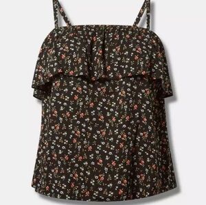 Floral Black Top NWT